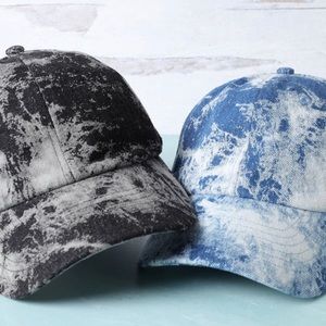 Denim acid wash baseball caps